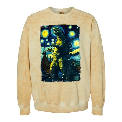 Retro Classic Starry Night Legendary Japanese Kaiju Colorblast Crewneck Sweatshirt