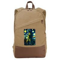 Retro Classic Starry Night Legendary Japanese Kaiju Cotton Canvas Backpack