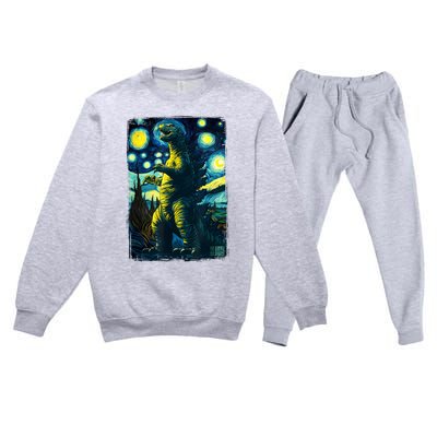 Retro Classic Starry Night Legendary Japanese Kaiju Premium Crewneck Sweatsuit Set