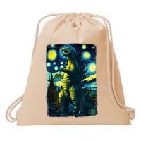 Retro Classic Starry Night Legendary Japanese Kaiju Drawstring Bag
