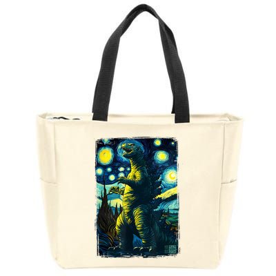 Retro Classic Starry Night Legendary Japanese Kaiju Zip Tote Bag
