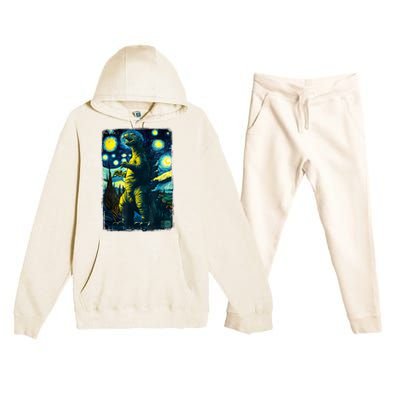 Retro Classic Starry Night Legendary Japanese Kaiju Premium Hooded Sweatsuit Set