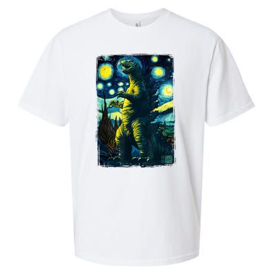 Retro Classic Starry Night Legendary Japanese Kaiju Sueded Cloud Jersey T-Shirt