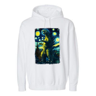 Retro Classic Starry Night Legendary Japanese Kaiju Garment-Dyed Fleece Hoodie