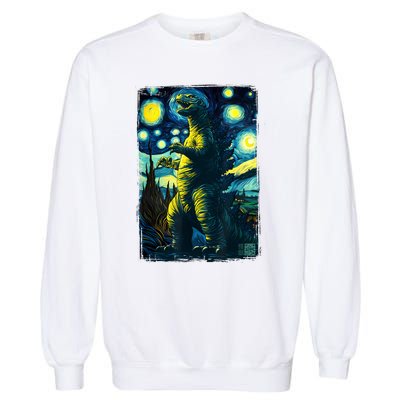 Retro Classic Starry Night Legendary Japanese Kaiju Garment-Dyed Sweatshirt