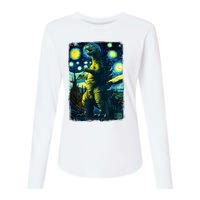 Retro Classic Starry Night Legendary Japanese Kaiju Womens Cotton Relaxed Long Sleeve T-Shirt