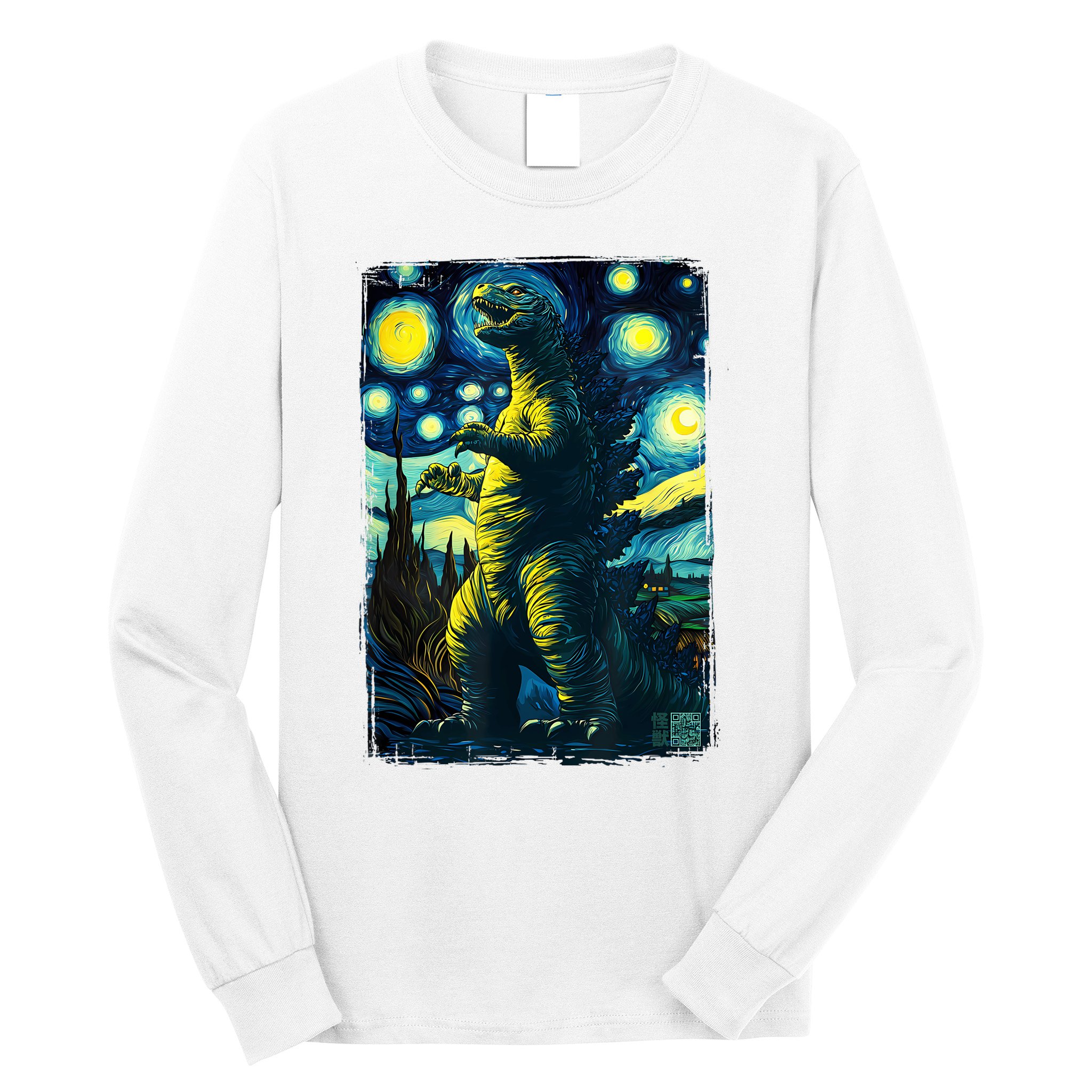 Retro Classic Starry Night Legendary Japanese Kaiju Long Sleeve Shirt