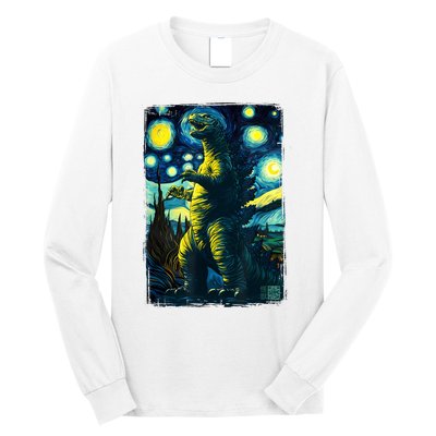 Retro Classic Starry Night Legendary Japanese Kaiju Long Sleeve Shirt