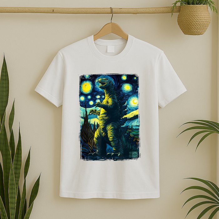 Retro Classic Starry Night Legendary Japanese Kaiju T-Shirt