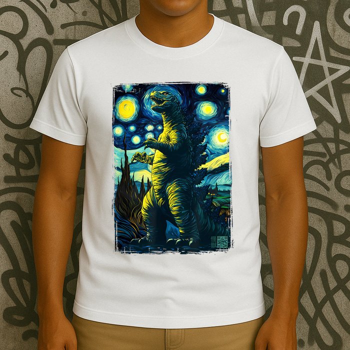 Retro Classic Starry Night Legendary Japanese Kaiju T-Shirt