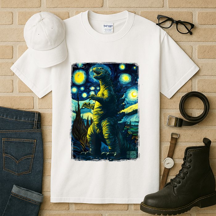 Retro Classic Starry Night Legendary Japanese Kaiju Tall T-Shirt