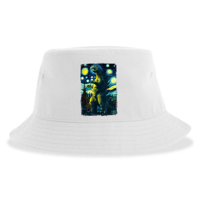 Retro Classic Starry Night Legendary Japanese Kaiju Sustainable Bucket Hat