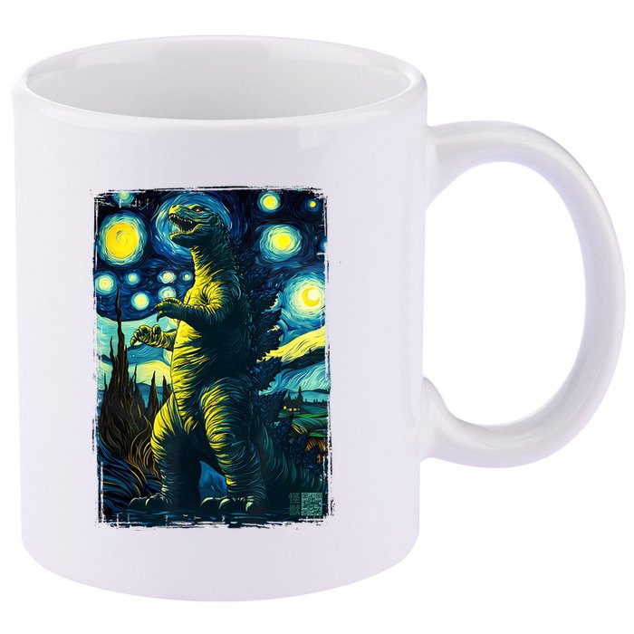 Retro Classic Starry Night Legendary Japanese Kaiju 11oz C Handle Ceramic Mug