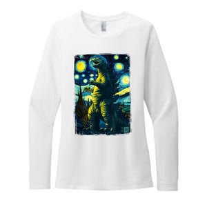 Retro Classic Starry Night Legendary Japanese Kaiju Womens CVC Long Sleeve Shirt