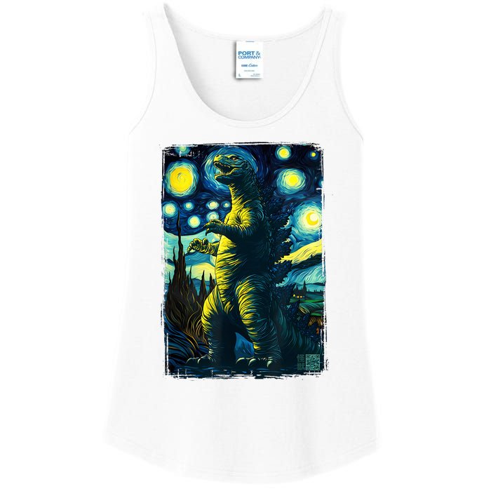 Retro Classic Starry Night Legendary Japanese Kaiju Ladies Essential Tank