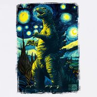 Retro Classic Starry Night Legendary Japanese Kaiju Flatbill Hat