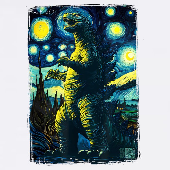 Retro Classic Starry Night Legendary Japanese Kaiju Flatbill Hat