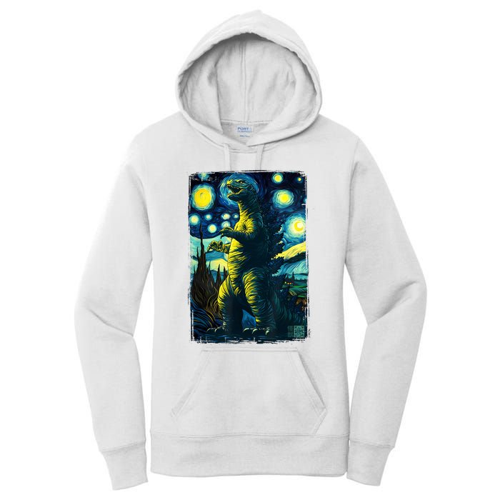 Retro Classic Starry Night Legendary Japanese Kaiju Women's Pullover Hoodie