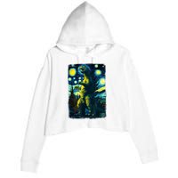 Retro Classic Starry Night Legendary Japanese Kaiju Crop Fleece Hoodie