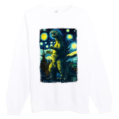 Retro Classic Starry Night Legendary Japanese Kaiju Premium Crewneck Sweatshirt