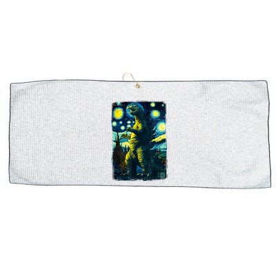 Retro Classic Starry Night Legendary Japanese Kaiju Large Microfiber Waffle Golf Towel