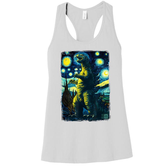 Retro Classic Starry Night Legendary Japanese Kaiju Women's Racerback Tank