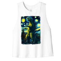 Retro Classic Starry Night Legendary Japanese Kaiju Women's Racerback Cropped Tank