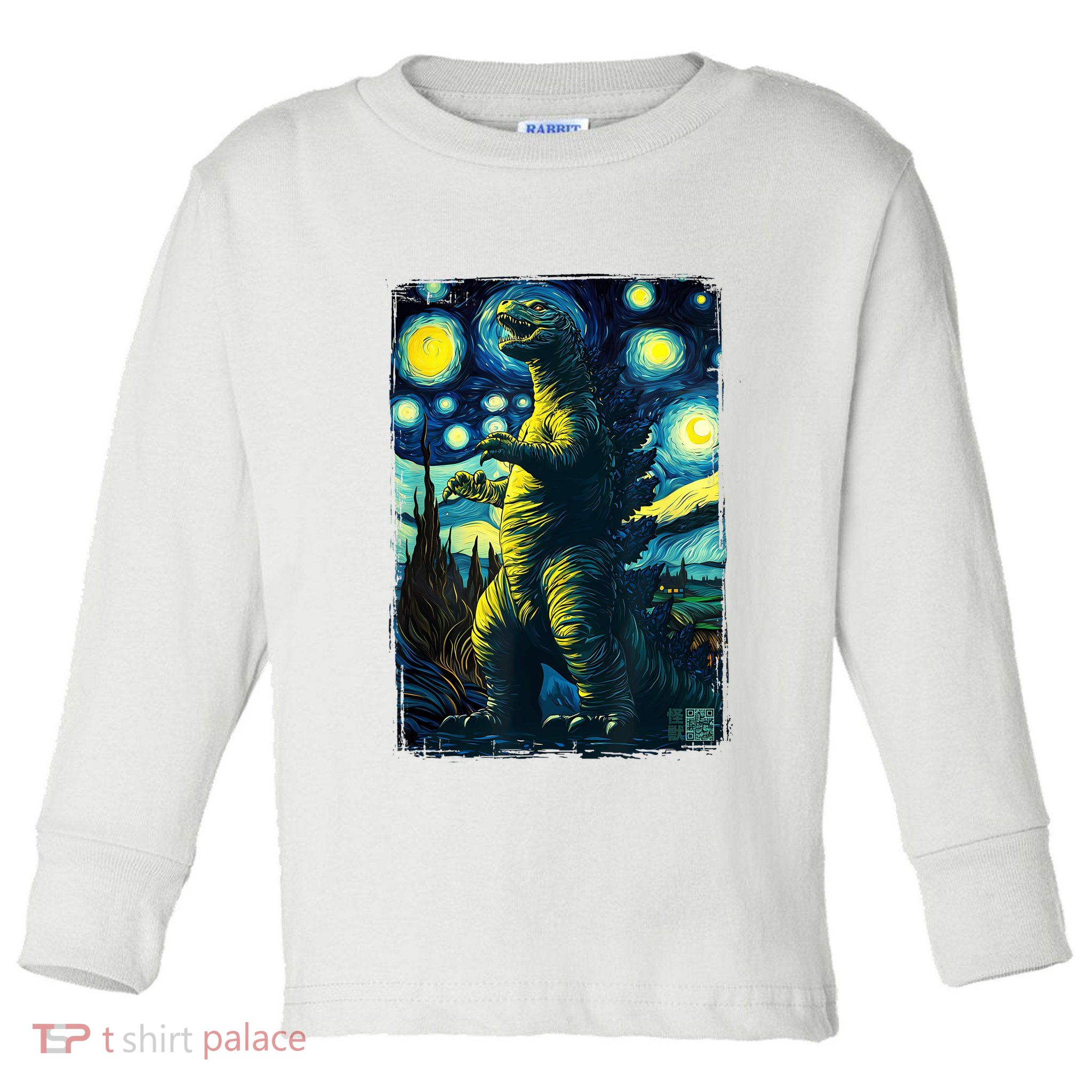 Retro Classic Starry Night Legendary Japanese Kaiju Toddler Long Sleeve Shirt