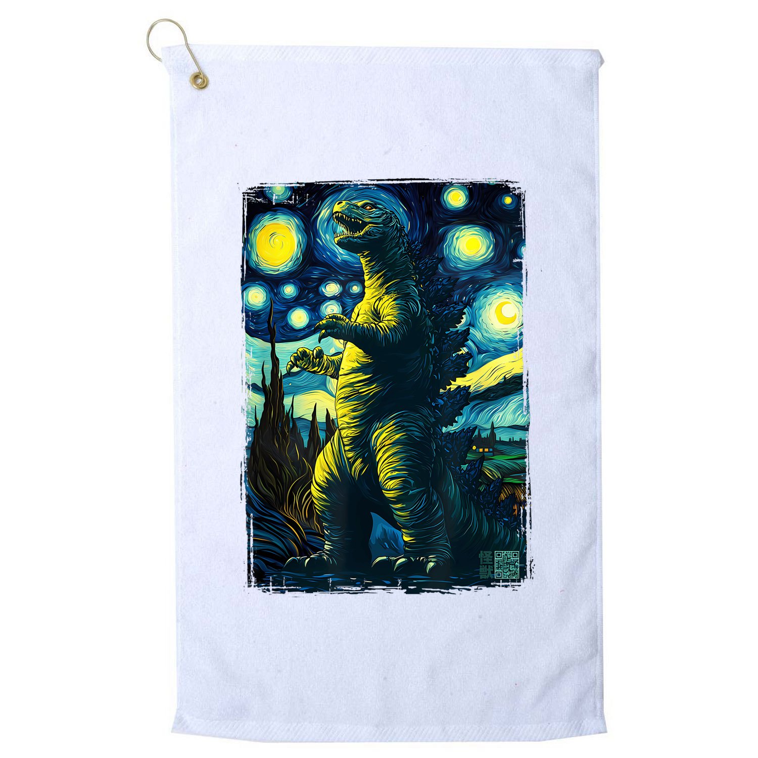 Retro Classic Starry Night Legendary Japanese Kaiju Golf Towel
