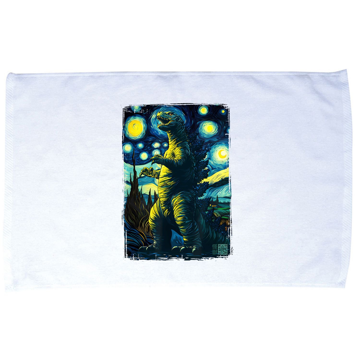 Retro Classic Starry Night Legendary Japanese Kaiju Microfiber Hand Towel