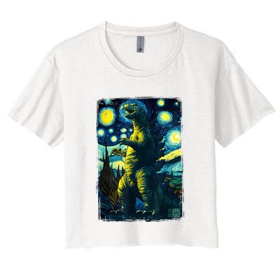 Retro Classic Starry Night Legendary Japanese Kaiju Crop Top