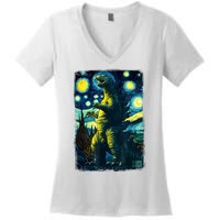 Retro Classic Starry Night Legendary Japanese Kaiju Women's V-Neck T-Shirt