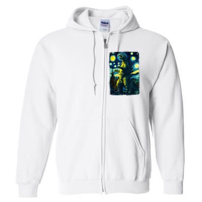 Retro Classic Starry Night Legendary Japanese Kaiju Full Zip Hoodie