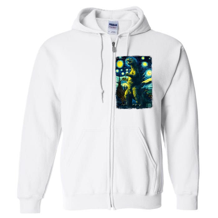 Retro Classic Starry Night Legendary Japanese Kaiju Full Zip Hoodie