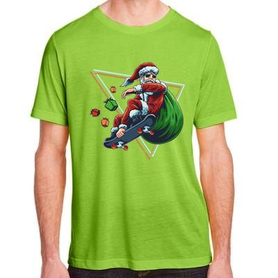 Retro Christmas Skateboarding Sk8 Santa Claus Adult ChromaSoft Performance T-Shirt