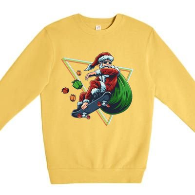 Retro Christmas Skateboarding Sk8 Santa Claus Premium Crewneck Sweatshirt