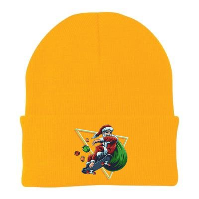 Retro Christmas Skateboarding Sk8 Santa Claus Knit Cap Winter Beanie