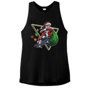 Retro Christmas Skateboarding Sk8 Santa Claus Ladies PosiCharge Tri-Blend Wicking Tank