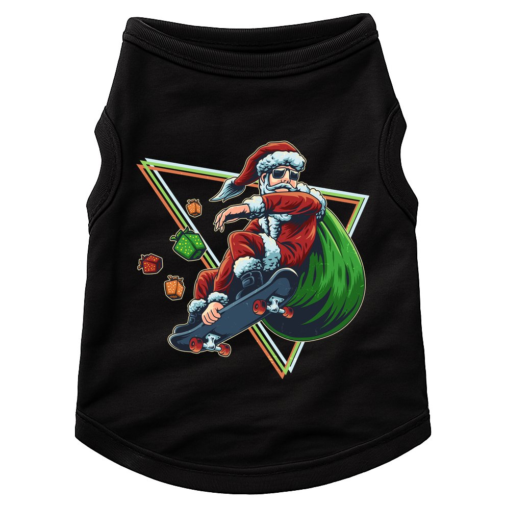 Retro Christmas Skateboarding Sk8 Santa Claus Doggie Tank