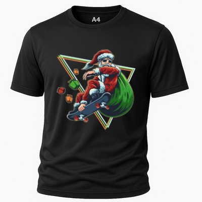 Retro Christmas Skateboarding Sk8 Santa Claus Performance Shirt