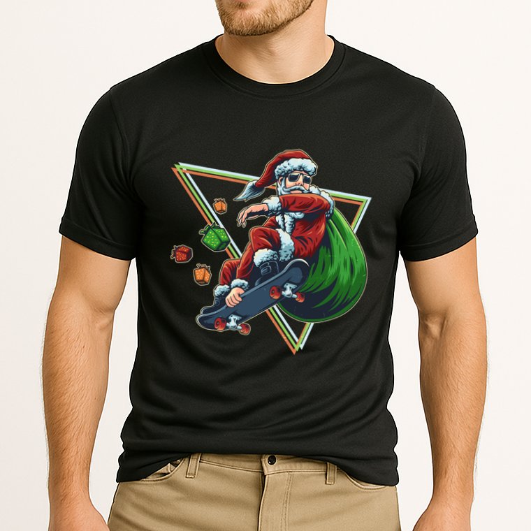Retro Christmas Skateboarding Sk8 Santa Claus Cooling Performance Crew T-Shirt
