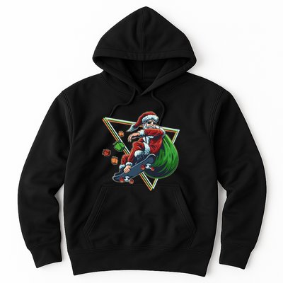 Retro Christmas Skateboarding Sk8 Santa Claus Hoodie