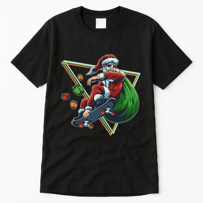 Retro Christmas Skateboarding Sk8 Santa Claus Tall T-Shirt