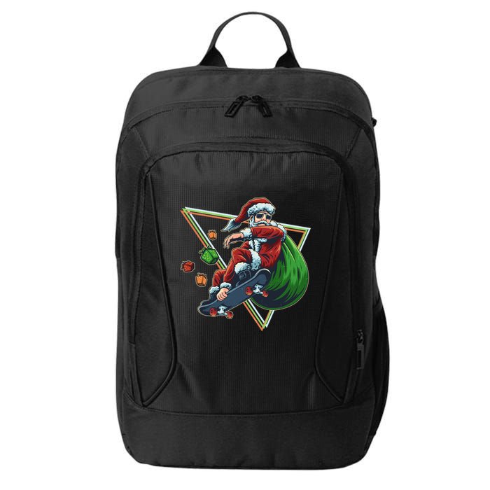 Retro Christmas Skateboarding Sk8 Santa Claus City Backpack
