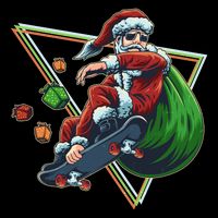 Retro Christmas Skateboarding Sk8 Santa Claus City Backpack