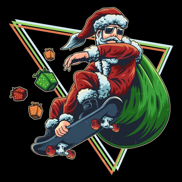 Retro Christmas Skateboarding Sk8 Santa Claus City Backpack