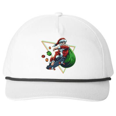 Retro Christmas Skateboarding Sk8 Santa Claus Snapback Five-Panel Rope Hat