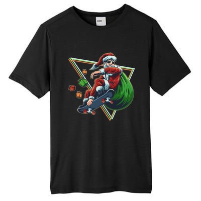 Retro Christmas Skateboarding Sk8 Santa Claus Tall Fusion ChromaSoft Performance T-Shirt