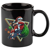 Retro Christmas Skateboarding Sk8 Santa Claus 11oz C Handle Ceramic Mug