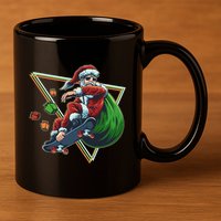 Retro Christmas Skateboarding Sk8 Santa Claus 11oz C Handle Ceramic Mug